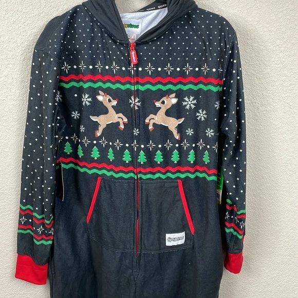 NWT Tipsy Elves Fair Isle Rudolph Jumpsuit Cozy Onesie Deer Christmas Sz M - Picture 6 of 13